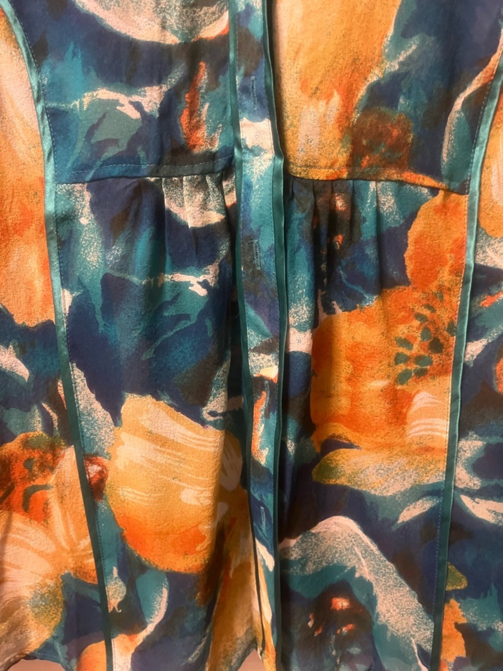 Coldwater Creek Women’s semi sheer Floral Watercolor. Princess Seam Size Large - Picture 6 of 10